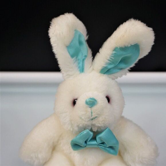 Easter Bunny White Rabbit Plush Stuffed Animal Teel Feet Ears - Picture 4 of 6